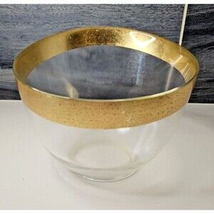 Classic Touch Candy Dish w/ Decorative Gold Folio Band Diagonal Cut 6.75"